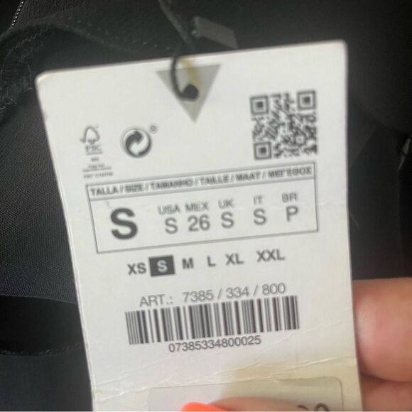 Zara Black Long Sleeve Mini Dress Sz Small NWT - Picture 8 of 8